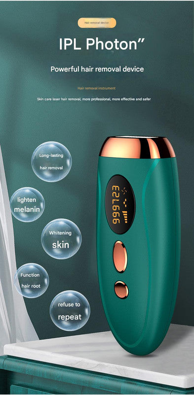 Advanced IPL Home Hair Removal System - 990K Flashes, 5 Levels, Auto/Manual Mode for Silky Skin(Light green)