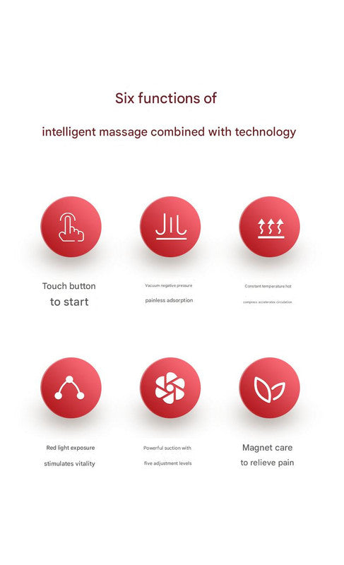 Smart Electric Cupping & Gua Sha Massager with Red Light Therapy & Magnetic Stones - 5 Levels, Rechargeable(white)