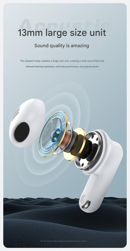 TWS Wireless Earbuds with Bluetooth 5.3 - 13mm Drivers, 21H Playtime, LED Charging Case(Beige)