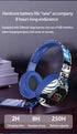 Wireless Over-Ear Headphones with Graffiti Design - Bluetooth 5.3, HIFI Sound, RGB Light, 8H Playtime(black)