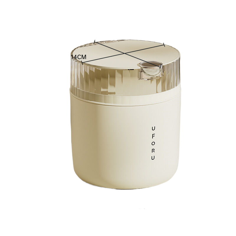 Cream white desktop trash can standard with one roll of trash bag 14cm * 15cm including button * 16cm