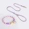 Handmade Gradient Rope Dog Collar & Leash Set - Colorful Braided Cotton (Pink purple - Size S)