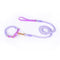 Premium Leather Pet Collar and Leash - Soft, Strong Braided Rope (Purple - Size M)