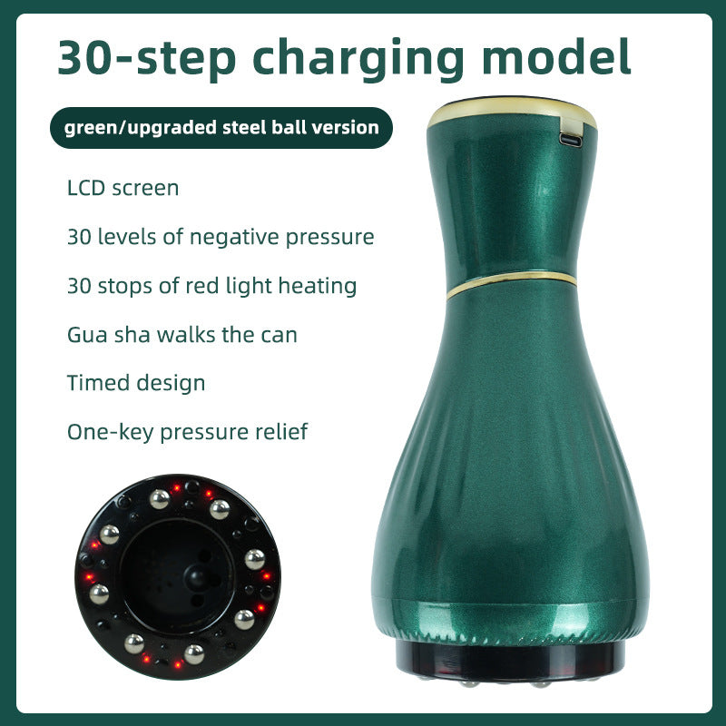 Green Portable Electric Cupping Therapy Device - Adjustable Intensity & Heat