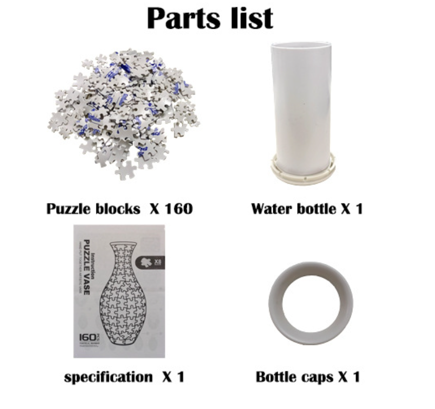 Unique 3D Puzzle Vase with Built-in Water Holder - Fun DIY Project (Blue and White)