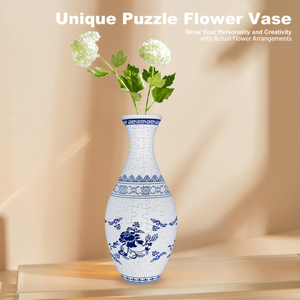 Unique 3D Puzzle Vase with Built-in Water Holder - Fun DIY Project (Castle)