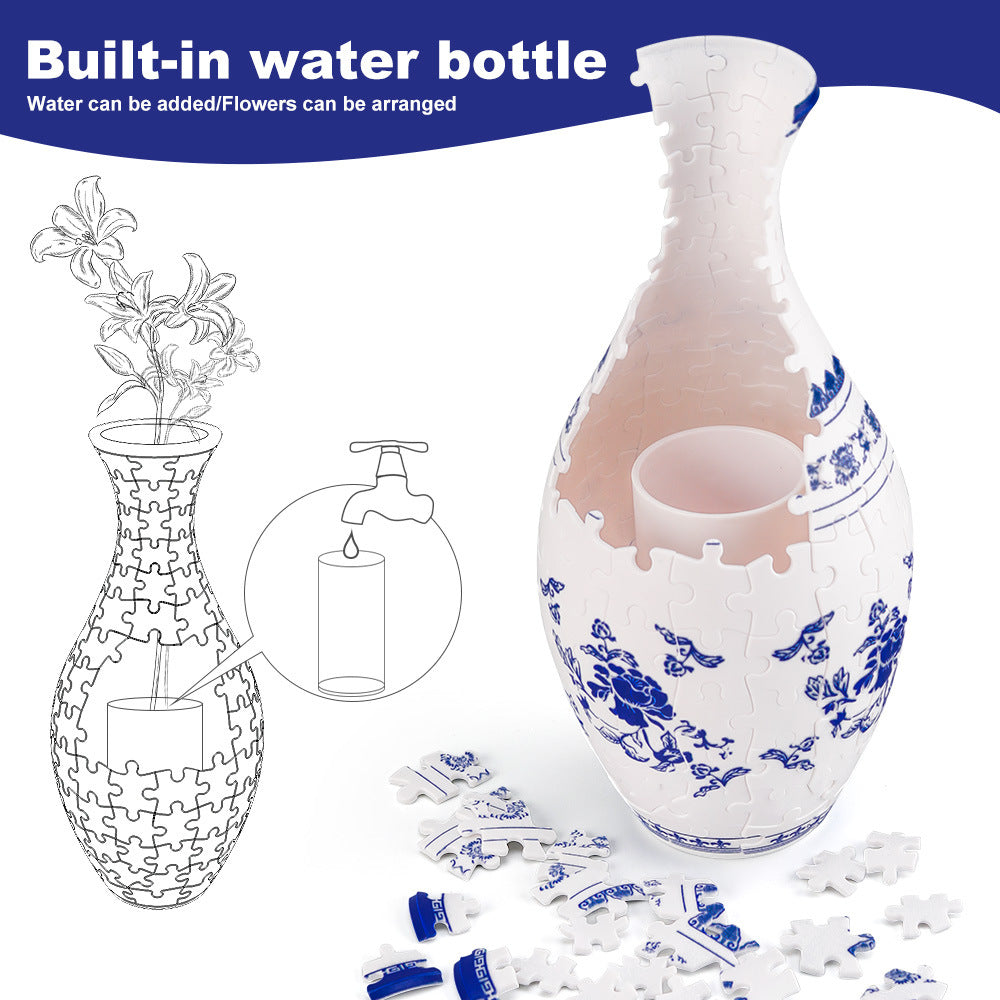 Unique 3D Puzzle Vase with Built-in Water Holder - Fun DIY Project (Autumn)