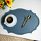 4 pcs Retro Faux Leather Placemat - Waterproof & Oil-Proof Dining Table Mat (Light blue)