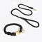 Handmade Rope Dog Collar and Leash Set - Colorful Woven Cotton Cotton (Black - Size S)