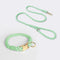 Handmade Rope Dog Collar and Leash Set - Colorful Woven Cotton Cotton (Mint green - Size M)