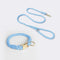 Handmade Rope Dog Collar and Leash Set - Colorful Woven Cotton Cotton (Sky blue - Size M)