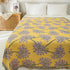 Yellow & Purple  Floral Woven Throw Blanket -  Chic Botanical Print with Tassels, Cotton Blend Sofa & Bed Cover