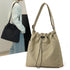 Black Chic Lightweight Nylon Drawstring Tote Bag - Multi-Pocket Casual Shoulder & Crossbody