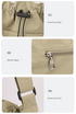 Black Chic Lightweight Nylon Drawstring Tote Bag - Multi-Pocket Casual Shoulder & Crossbody
