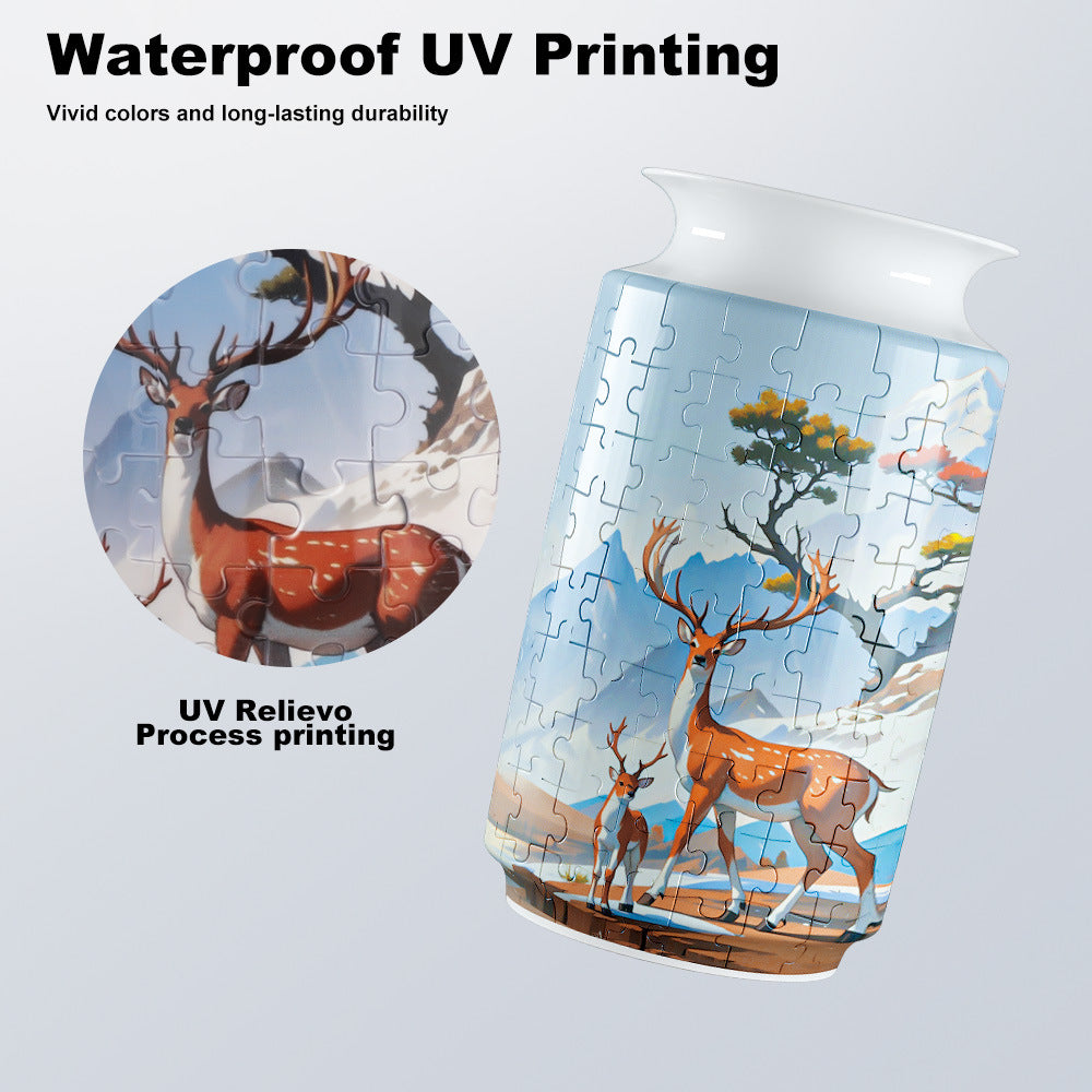 Colorful Style 2 DIY 3D Puzzle Vase - Creative Jigsaw Flower Holder with Waterproof Liner - Decorative Home Accent & Unique Gift