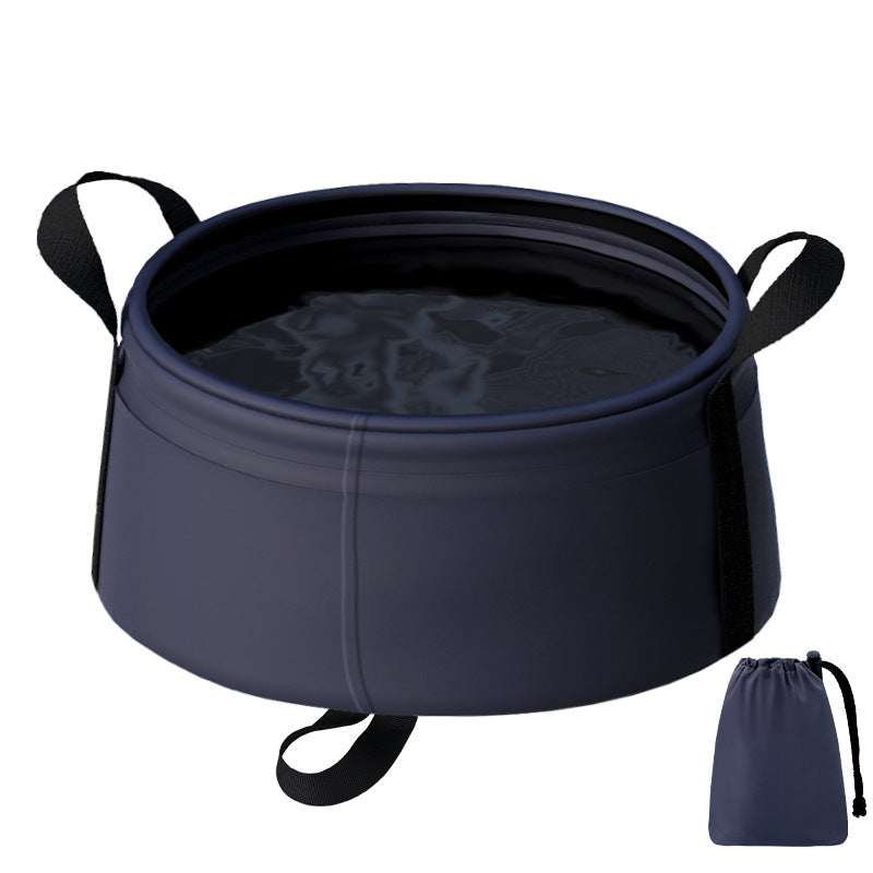 2 Pcs Dark Blue Ultra-Lightweight Collapsible Travel Basin - Waterproof Folding Bucket for Camping, Hiking & Outdoors (8.5L)