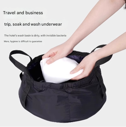 2 Pcs Dark Blue Ultra-Lightweight Collapsible Travel Basin - Waterproof Folding Bucket for Camping, Hiking & Outdoors (8.5L)