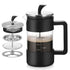 Black Classic 1000ml French Press Coffee & Tea Maker - Heat Resistant Borosilicate Glass, Stainless Steel Filter