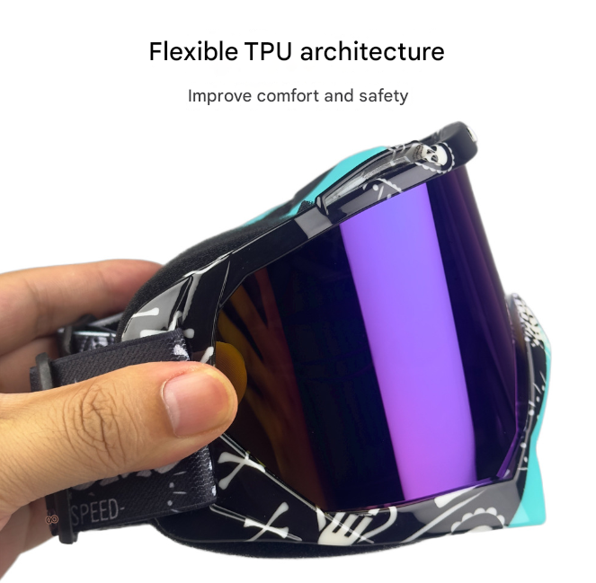 Cyan Frame and Grey Sheet Versatile Sports Goggles - Windproof UV Protection for Skiing, Motorcycle, Cycling & Outdoor Adventures