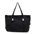 Black Women's Large Capacity Nylon Tote Bag - Stylish Casual Shoulder with Detachable Pouch