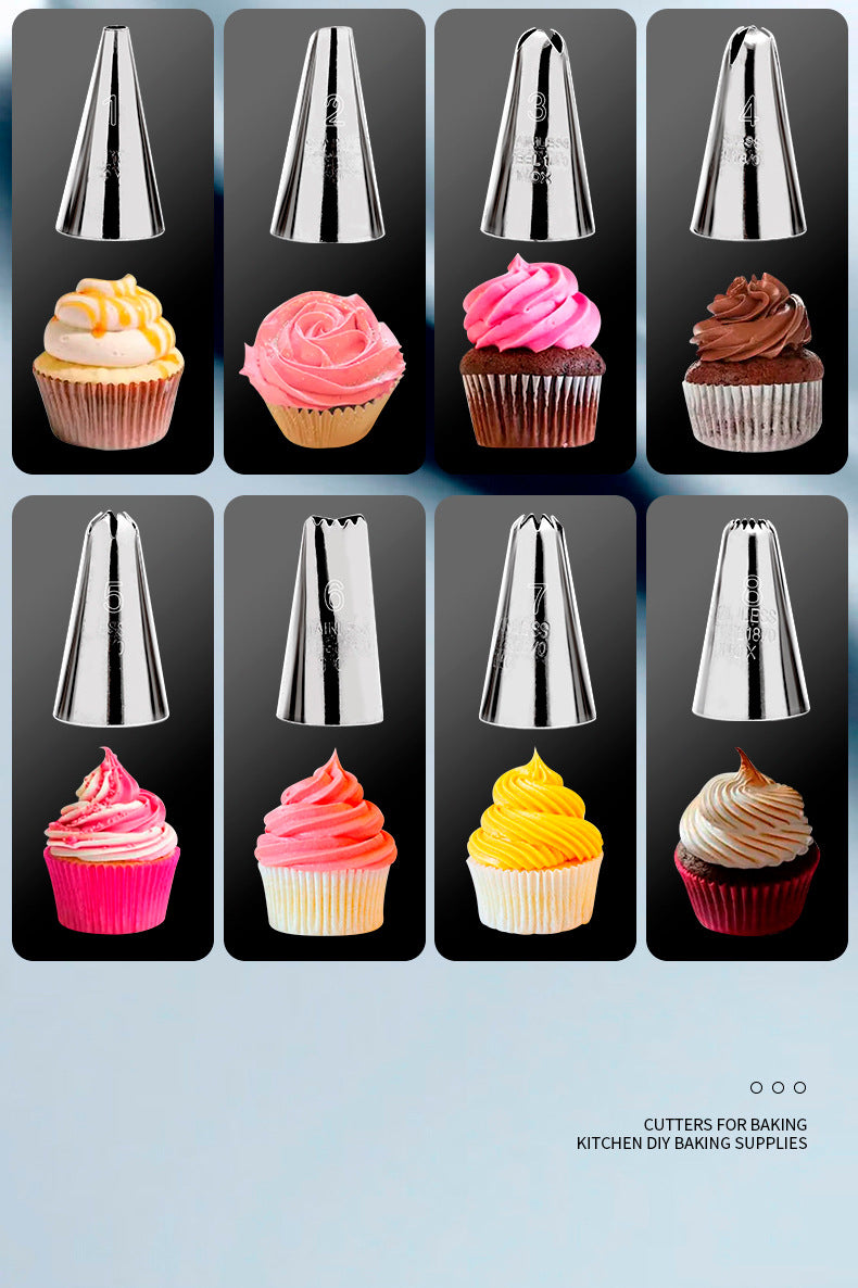 Silver and Black Stainless Steel Cookie Press Gun Kit - Biscuit Maker & Icing Decorating Set with 13 Discs & 8 Nozzles