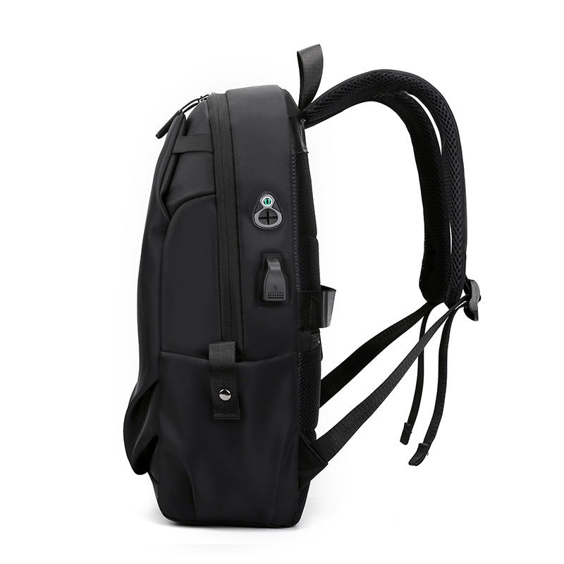 Black Modern Anti-Theft Laptop Backpack with USB Charging Port - Water-Repellent Travel & Business Bag for 15.6 Inch Laptops