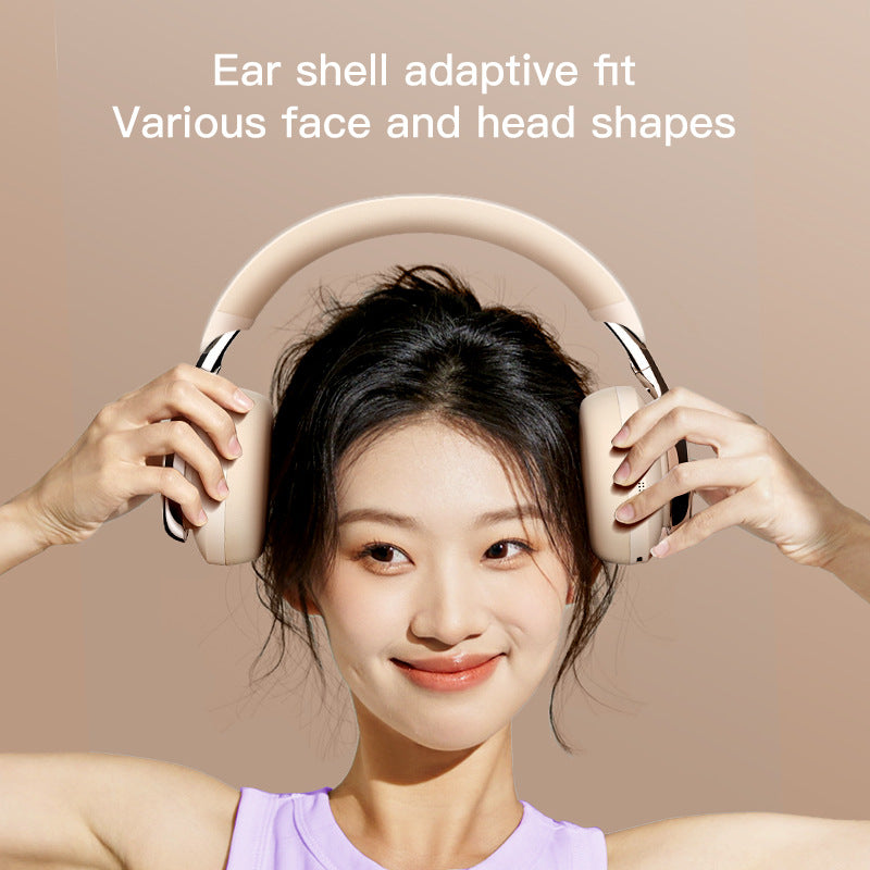 Beige Premium Wireless ANC Headphones - Bluetooth 5.4, 32H Playtime, Foldable Over-Ear Design, Comfort Earpads for Travel & Gaming