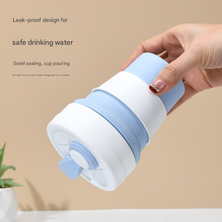 2 Pcs Light Blue 350ml Collapsible Silicone Travel Cup - Portable, Leak-Proof & Food-Grade Drinking Mug with Lid, Insulating Sleeve & Straw