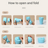 2 Pcs Light Blue 350ml Collapsible Silicone Travel Cup - Portable, Leak-Proof & Food-Grade Drinking Mug with Lid, Insulating Sleeve & Straw