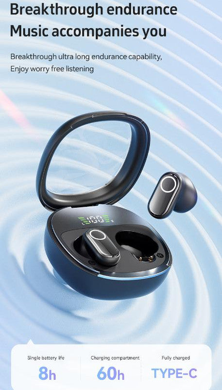 Beige Feather-Light TWS Earbuds - Bluetooth 5.4, Hi-Fi Sound, LED Display Case, 60H+ Playtime, Touch Control