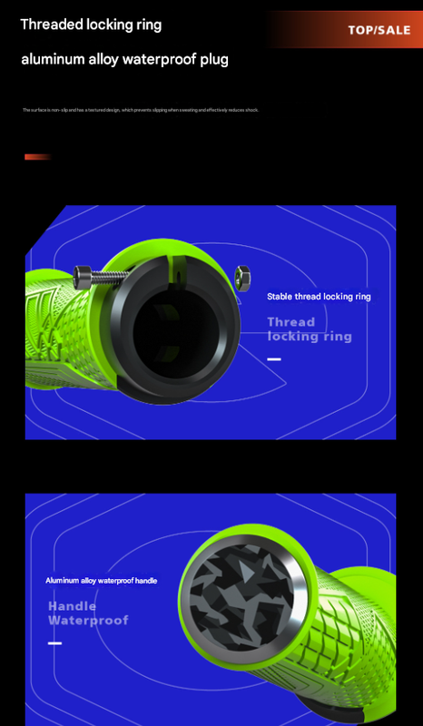 Black Ergonomic Lock-On Bike Grips - Anti-Slip TPR Rubber, Alloy Rings & Plugs for MTB & Commuter Bikes