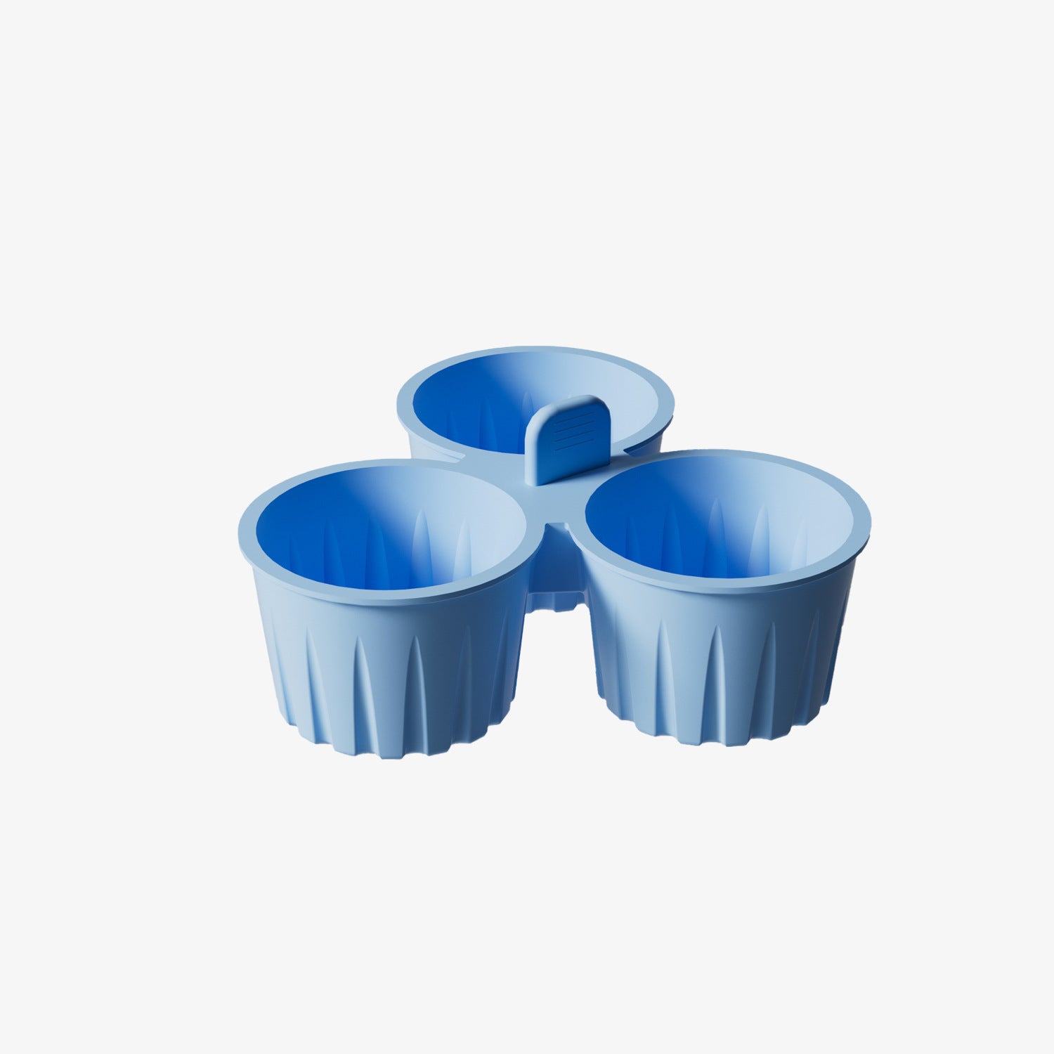 2 Pcs Blue 3-Compartment Silicone Bowl - BPA-Free, Microwave & Air Fryer Safe for Eggs, Baking & Food Storage