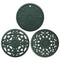 Elegant Floral Silicone Trivet Mat Set (3-Pack, Dark Green) - Heat Resistant, Non-Slip Kitchen Hot Pads & Pot Holders