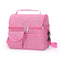 2 Pcs Pink Premium Double Layer Insulated Lunch Bag - 8.4L Thermal Cooler Tote with Shoulder Strap