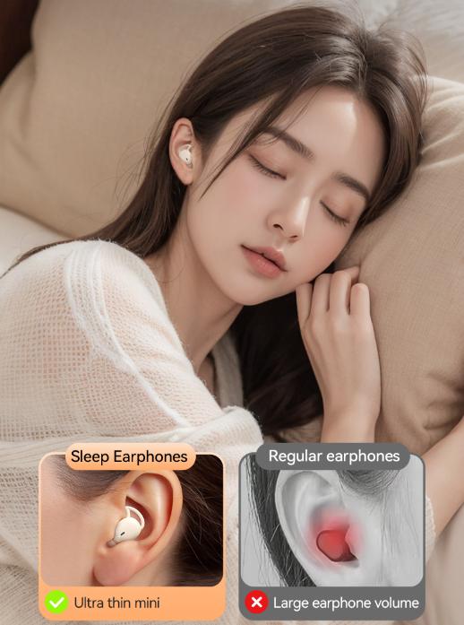 White Ultra-Comfort Wireless Sleep Earbuds - Bluetooth 5.4, Hi-Res Audio, Noise Isolating, 60H Playtime for Side Sleepers