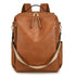 Brown Women's Vintage PU Leather Anti-Theft Backpack - Convertible Shoulder Bag & Laptop Rucksack for Travel & Daily Use