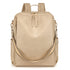 Beige Women's Vintage PU Leather Anti-Theft Backpack - Convertible Shoulder Bag & Laptop Rucksack for Travel & Daily Use