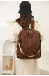 Grey Women's Vintage PU Leather Anti-Theft Backpack - Convertible Shoulder Bag & Laptop Rucksack for Travel & Daily Use