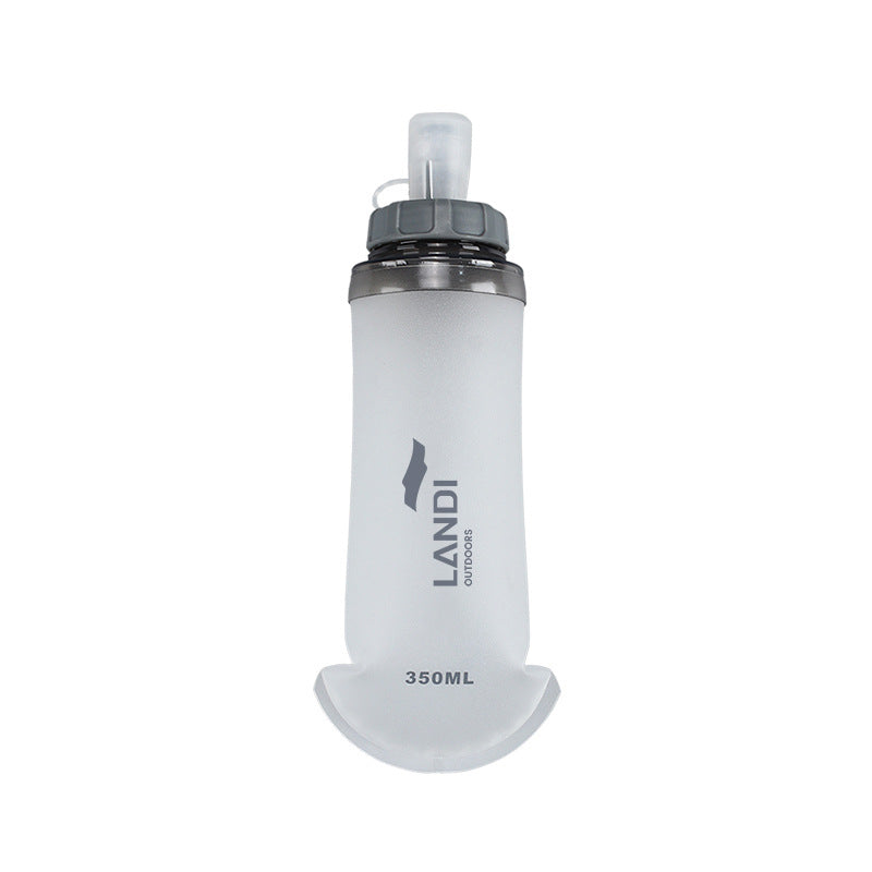 Grey and White Ultra-Lightweight 350ml Soft Running Flask - BPA-Free Collapsible TPU Water Bottle for Hiking, Cycling & Outdoor Sports