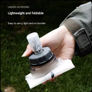 Green and White Ultra-Lightweight 350ml Soft Running Flask - BPA-Free Collapsible TPU Water Bottle for Hiking, Cycling & Outdoor Sports