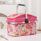 Pink and Floral Pattern Large 27L Foldable Insulated Picnic Basket Cooler Bag - Lightweight Thermal Hamper with Aluminum Handles for Outdoor, Shopping & Camping