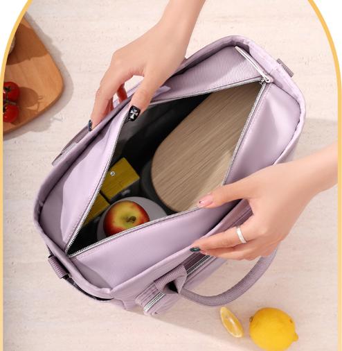 Grey Chic Insulated Lunch Tote Bag - 11L Large Capacity Cooler for Work, Picnic & Travel - Durable Oxford Fabric