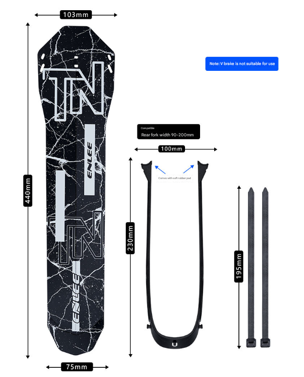 Style D Black and Pink Lightweight Bicycle Rear Mudguard - Adjustable PP5 Fender for MTB, Road & Folding Bikes (NOT for V-Brakes)