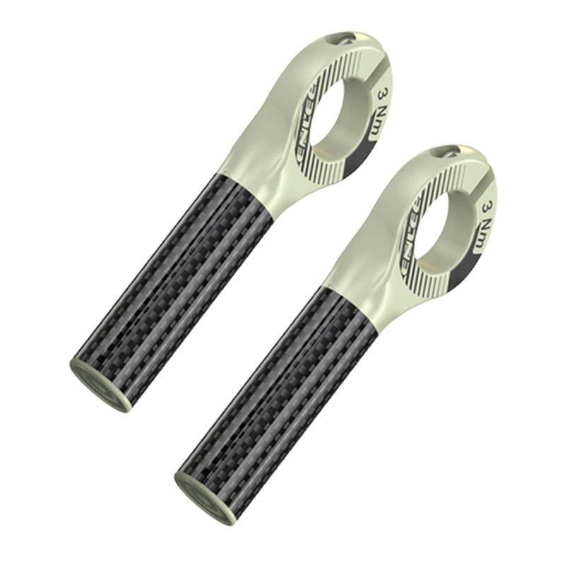 Black and Light Green Ultralight Carbon Fiber Bicycle Bar Ends - Ergonomic Anti-Slip Grips for MTB & Hybrid Bikes (22.2mm)
