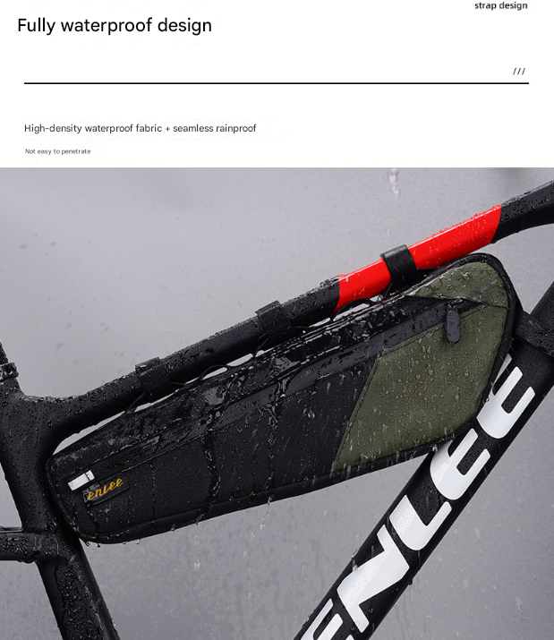 Black and Orange Waterproof Bicycle Frame Bag - 2.5L Slim Top Tube Storage Pouch for Cycling Essentials