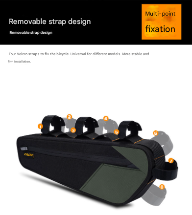 Black and White Waterproof Bicycle Frame Bag - 2.5L Slim Top Tube Storage Pouch for Cycling Essentials