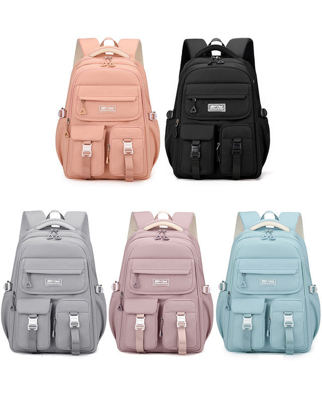 Grey Large Capacity Waterproof Student Backpack - Fits 15-Inch Laptop, Multi-Pocket Travel Daypack