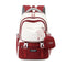 Red and White Large Capacity Student Backpack - Durable Oxford Cloth School Bag with Laptop Compartment & Multiple Pockets