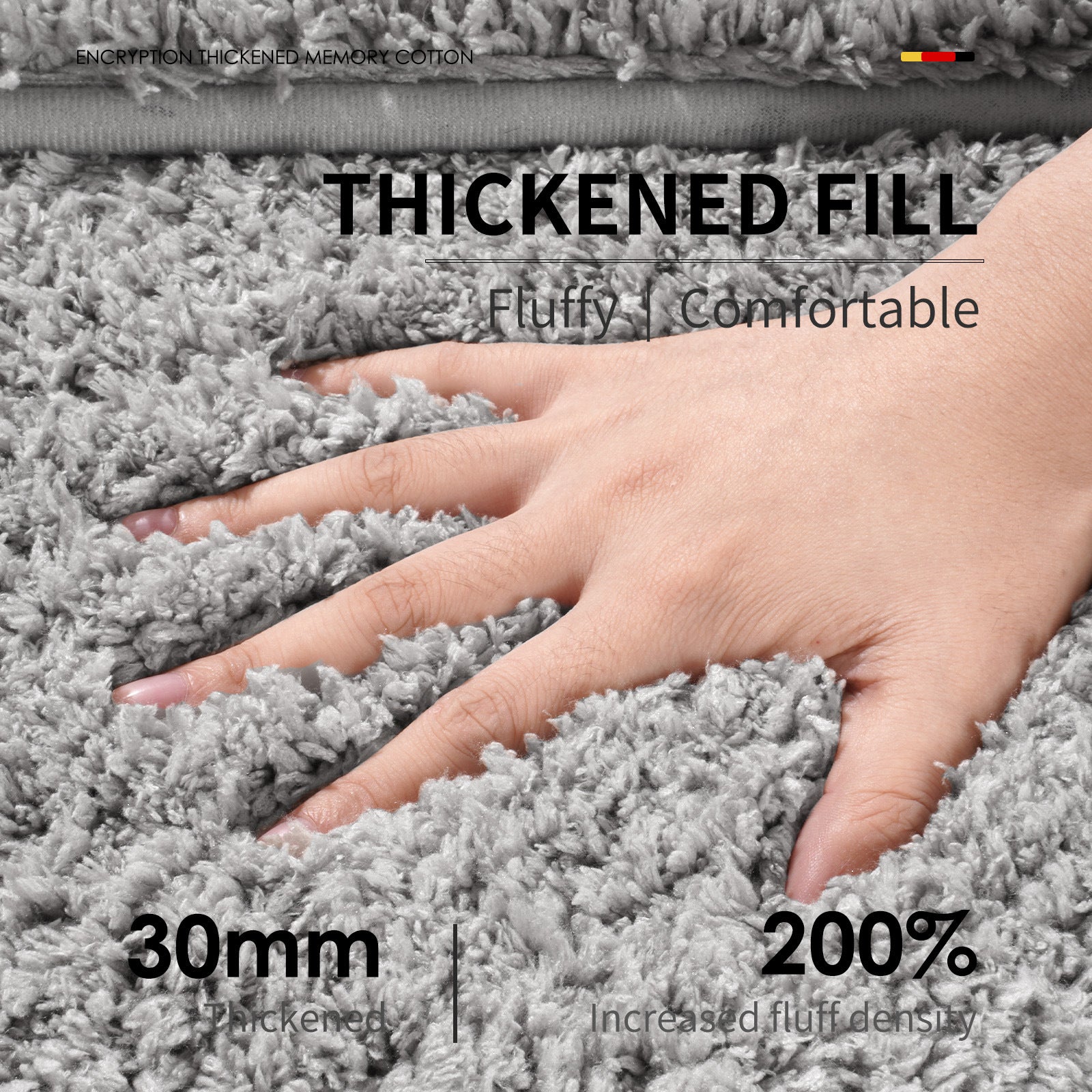 Grey Ultra Absorbent Plush Bath Mat - Non-Slip Bathroom Rug with Innovative Foot Drying Pocket