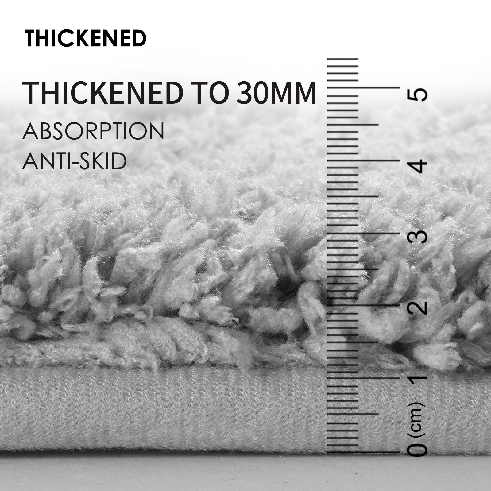 Grey Ultra Absorbent Plush Bath Mat - Non-Slip Bathroom Rug with Innovative Foot Drying Pocket